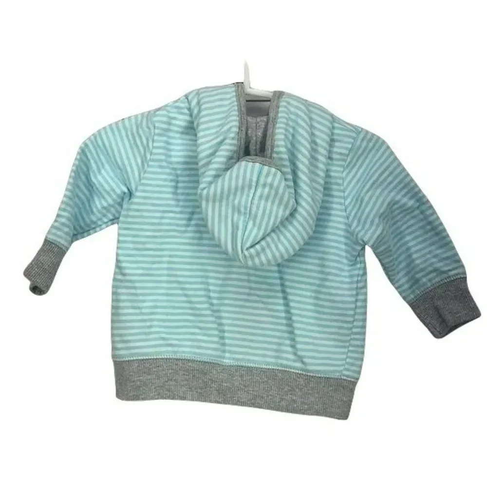 Carter’s Jacket Boys Teal Striped‎ Whale Hooded Coat Size 3 Months